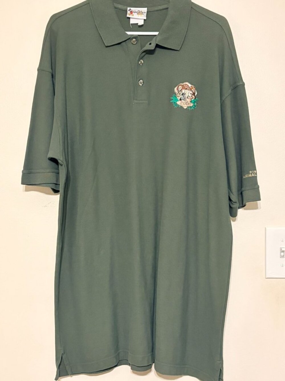 VTG Vintage Disney Animal Kingdom 2000 Men's Green Polo Shirt Y2K Size 2XL